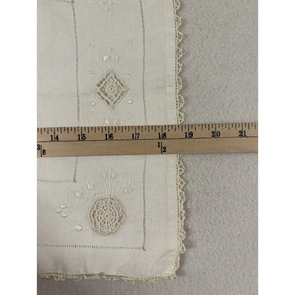 Vtg Handmade Pillow Sham Embroidered Cutwork Crochet Lace Victorian 14x19 Shabby